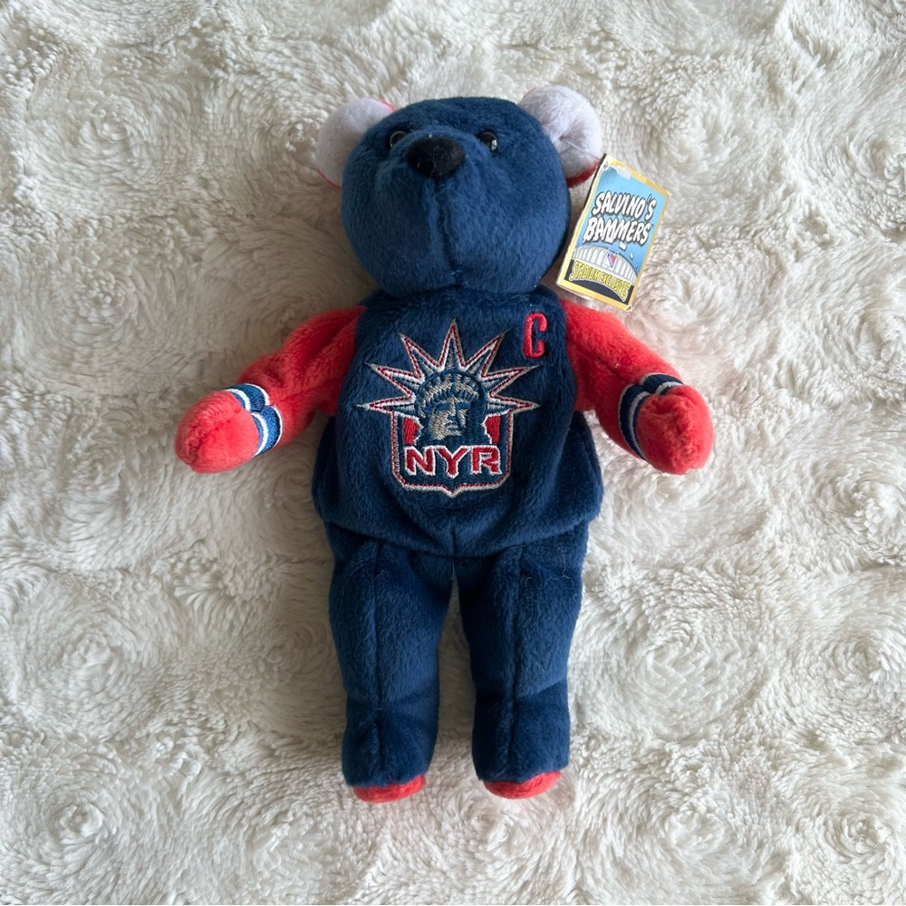Vintage New York Rangers Teddy Bear Plush Mark Messier Salvinos Bammers 2000 NWT